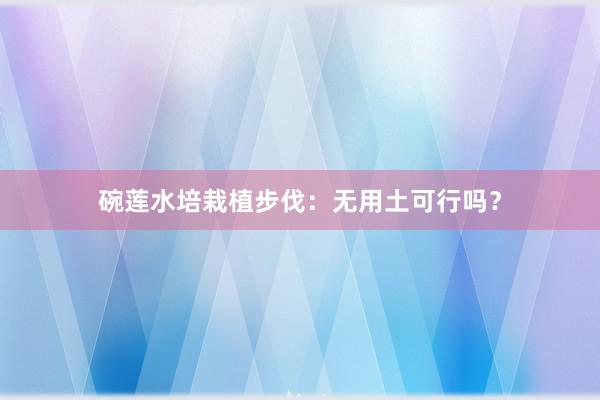 碗莲水培栽植步伐：无用土可行吗？